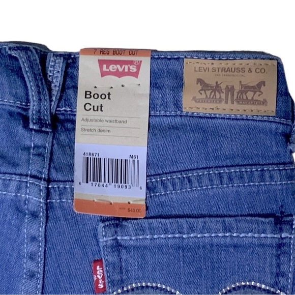 Levi’s Girls Boot Cut Medium Wash Adjustable Waist Stretch Denim Regular Size 7 - Picture 10 of 16